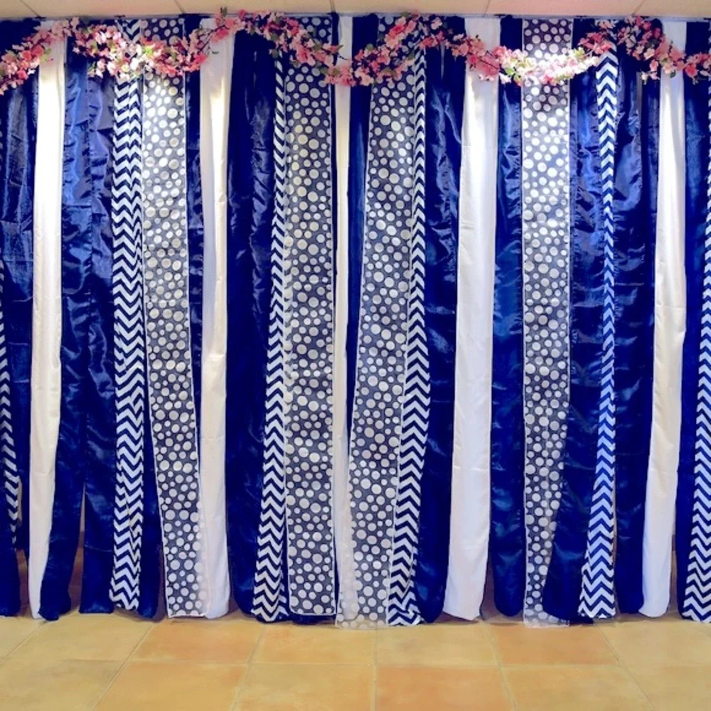 Photo Event party decoration Backdrop Streamers: Navy, White, Coral, Hot Pink